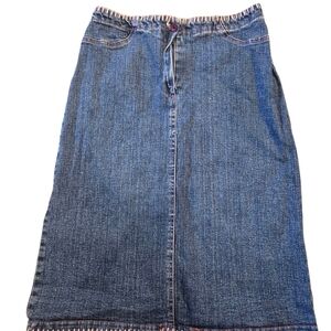 Y2K Ravel denim midi skirt size small fairycore, coquette, mall goth, and grunge
